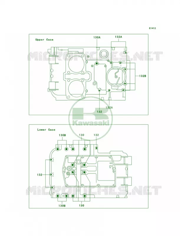 Crankcase Bolt Pattern Kawasaki MOTOS 500 2005 Vulcan 500 LTD  EN500-C10
