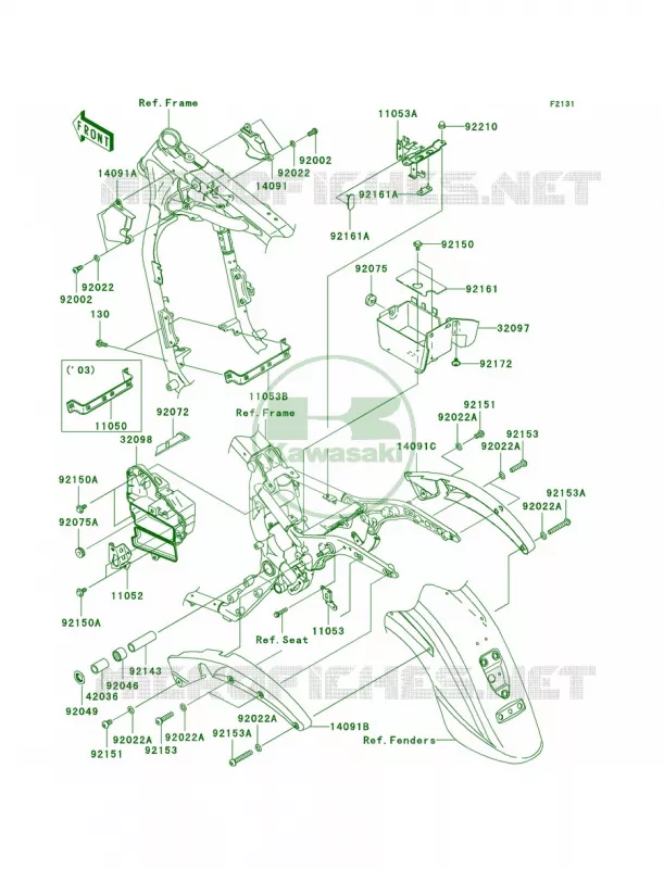 Frame FittingsA1A2 Kawasaki MOTOS 1600 2004 Vulcan 1600 Classic  VN1600-A2