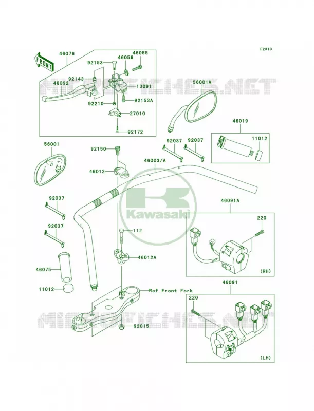Handlebar Kawasaki MOTOS 2000 2004 Vulcan 2000  VN2000-A1