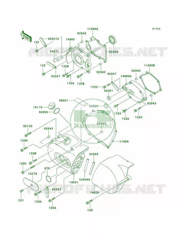 Left Engine Covers Kawasaki MOTOS 800 2004 Vulcan 800  VN800-A10