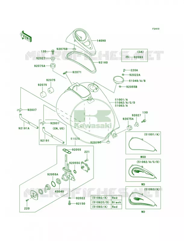 Fuel Tank Kawasaki MOTOS 500 2003 Vulcan 500 LTD  EN500-C8