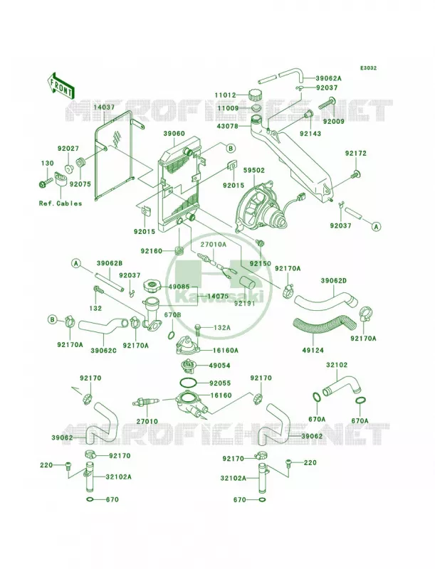 Radiator Kawasaki MOTOS 500 2003 Vulcan 500 LTD  EN500-C8