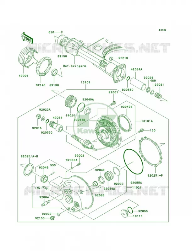Drive ShaftFinal Gear Kawasaki MOTOS 1500 2003 Vulcan 1500 Drifter  VN1500-R3