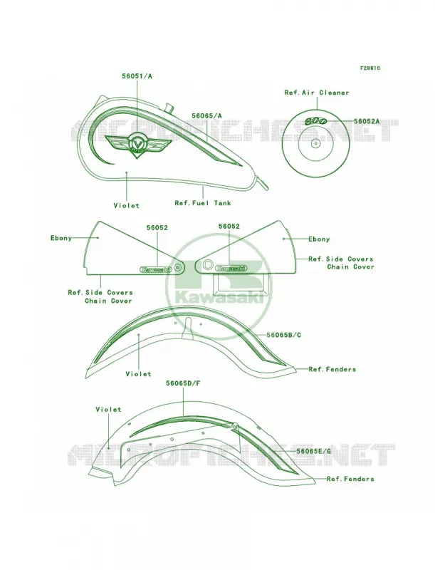 DecalsVioletVN800-B7 Kawasaki MOTOS 800 2003 Vulcan 800 Classic  VN800-B8