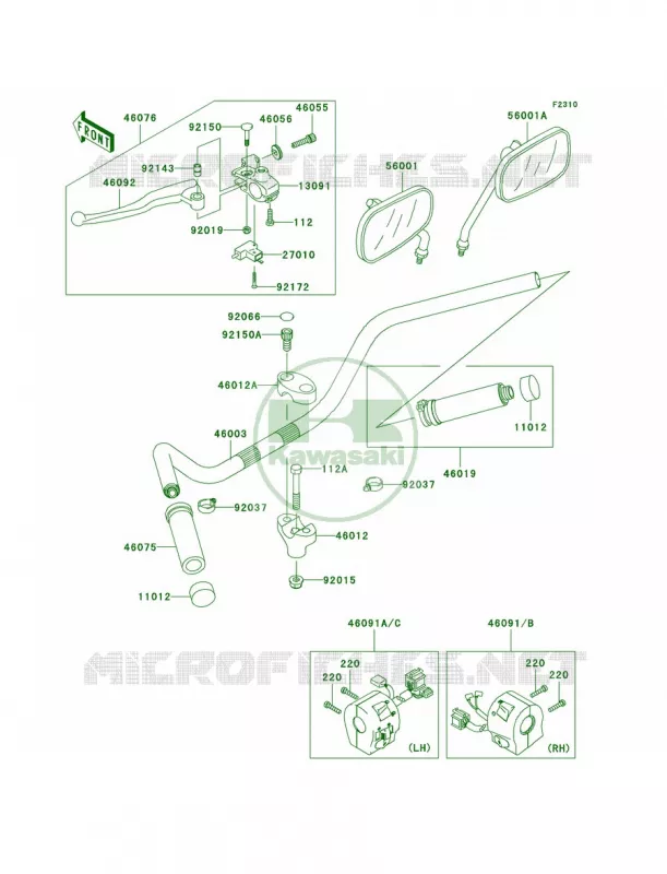 Handlebar Kawasaki MOTOS 800 2003 Vulcan 800 Drifter  VN800-E3