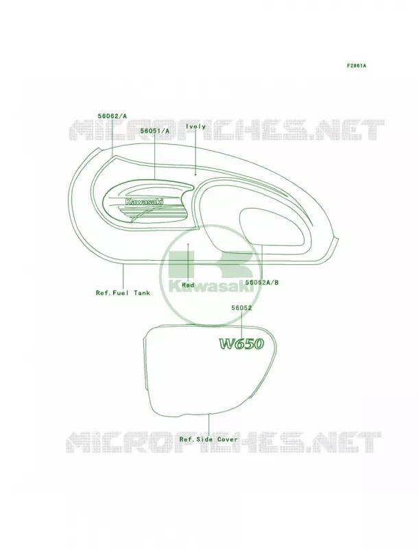 DecalsRedIvoryEJ650-A2 Kawasaki MOTOS 650 2002 W650  EJ650-A4