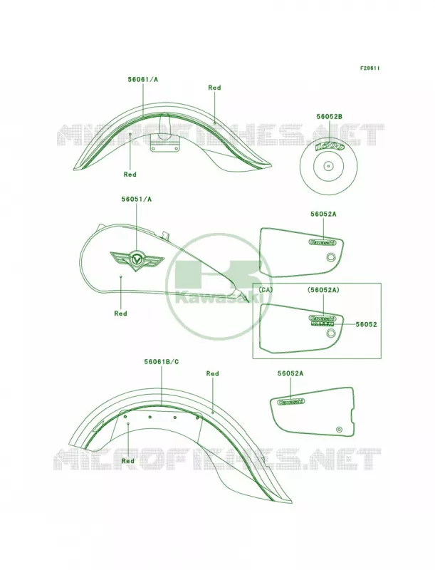 DecalsRedVN1500-E6 Kawasaki MOTOS 1500 2002 Vulcan 1500 Classic  VN1500-E5