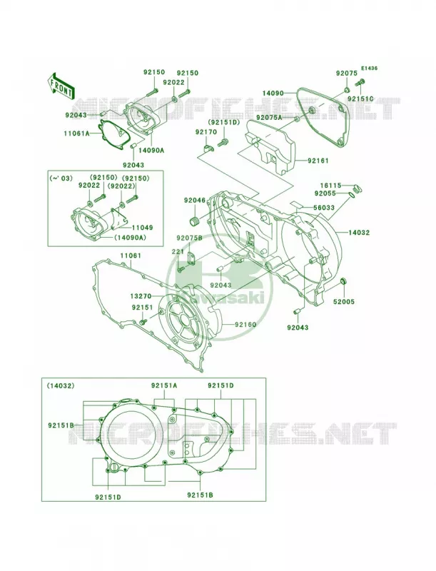 Right Engine Covers Kawasaki MOTOS 1500 2002 Vulcan 1500 Drifter  VN1500-R2