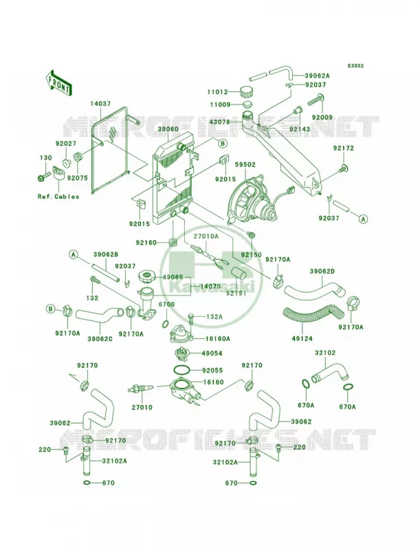Radiator Kawasaki MOTOS 500 2001 Vulcan 500 LTD  EN500-C6