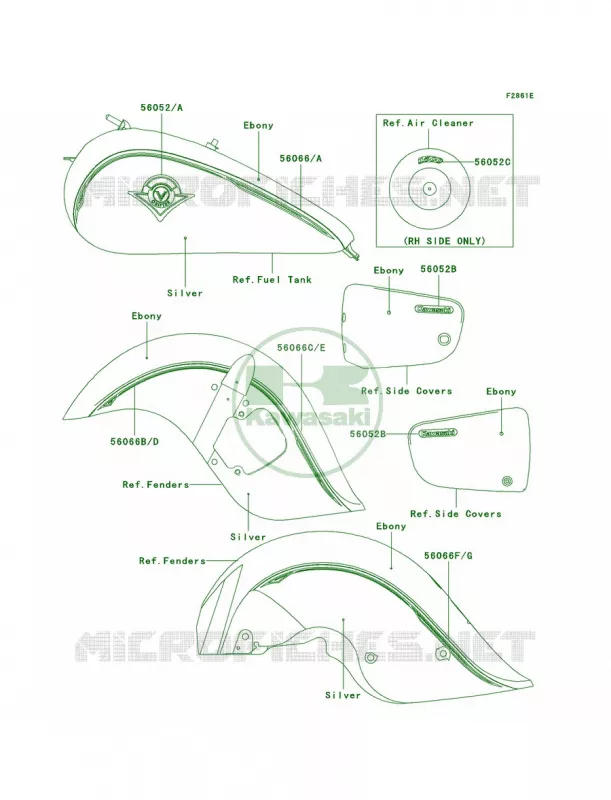 DecalsSilverEbonyR4R5 Kawasaki MOTOS 1500 2001 Vulcan 1500 Drifter  VN1500-R1