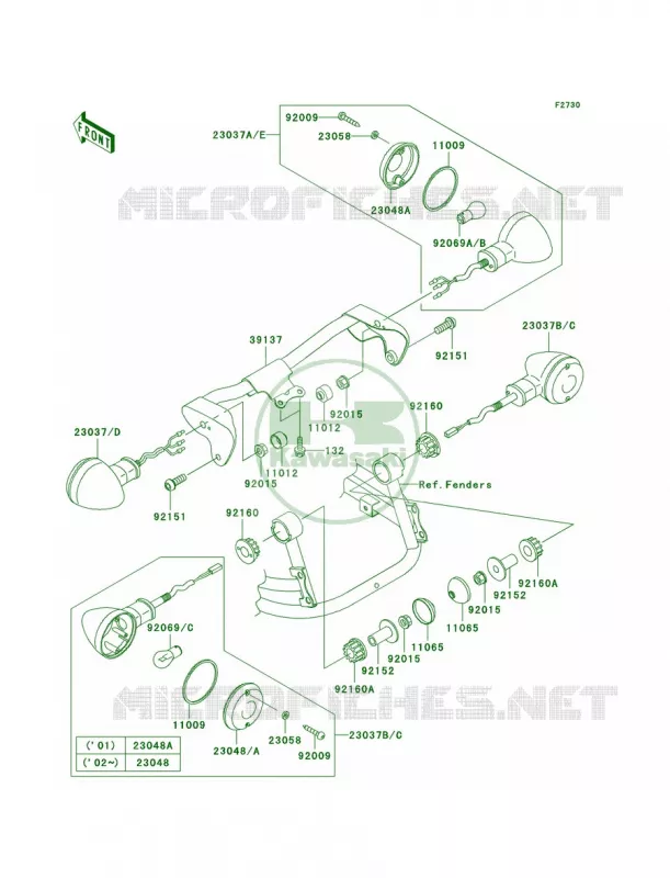 Turn Signals Kawasaki MOTOS 800 2001 Vulcan 800 Drifter  VN800-E1