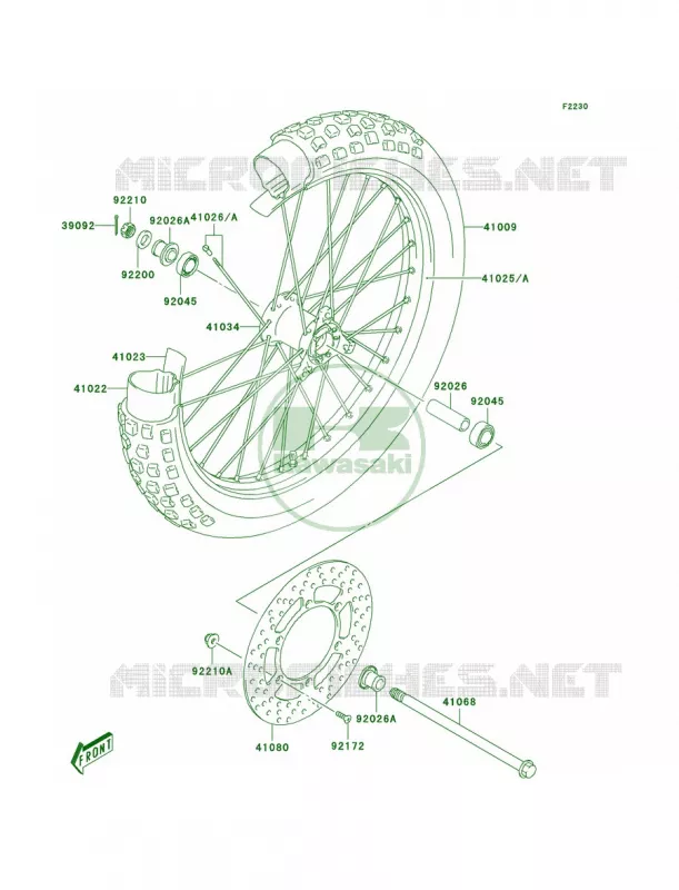 Front Hub Kawasaki MOTOS 125 2005 KLX125L  KLX125-B3