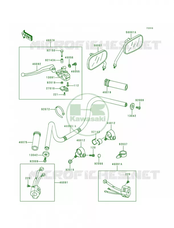 HandlebarVN800-A1A2 Kawasaki MOTOS 800 1999 Vulcan 800  VN800-A5
