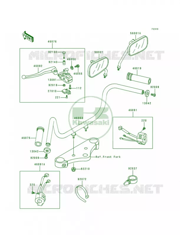 Handlebar Kawasaki MOTOS 500 1998 Vulcan 500 LTD  EN500-C3
