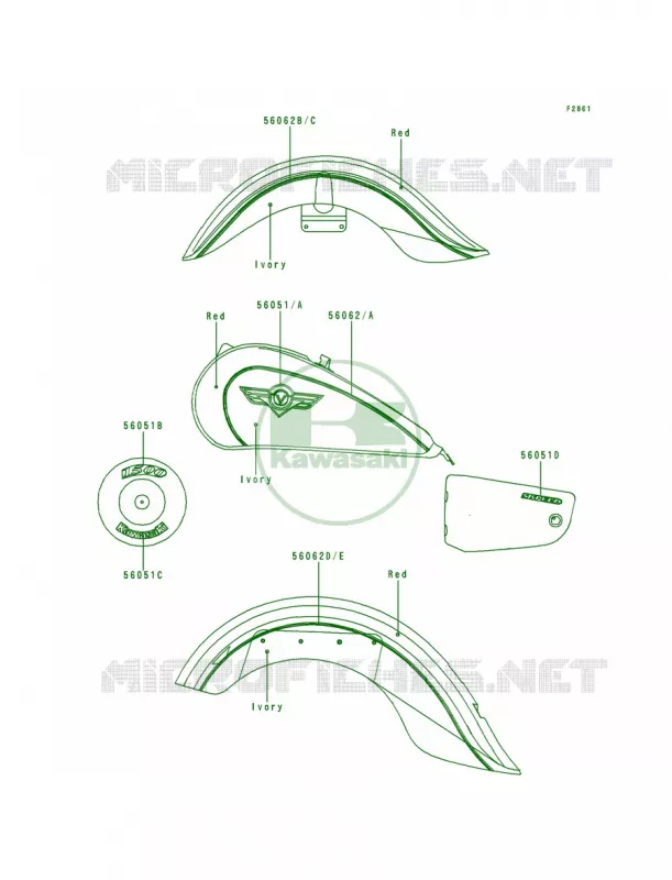 DecalsRedIvory Kawasaki MOTOS 1500 1998 Vulcan 1500 Classic  VN1500-E1