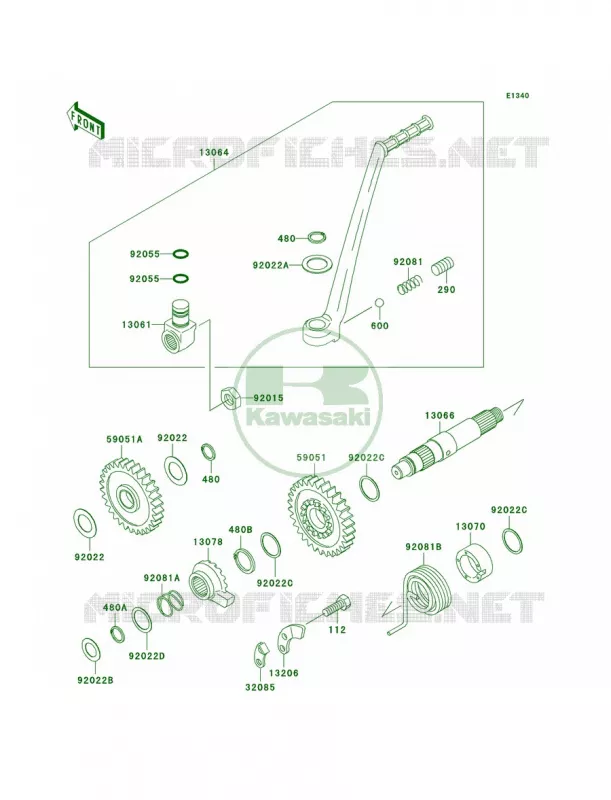 Kickstarter Mechanism Kawasaki MOTOS 200 2004 KDX200  KDX200-H10