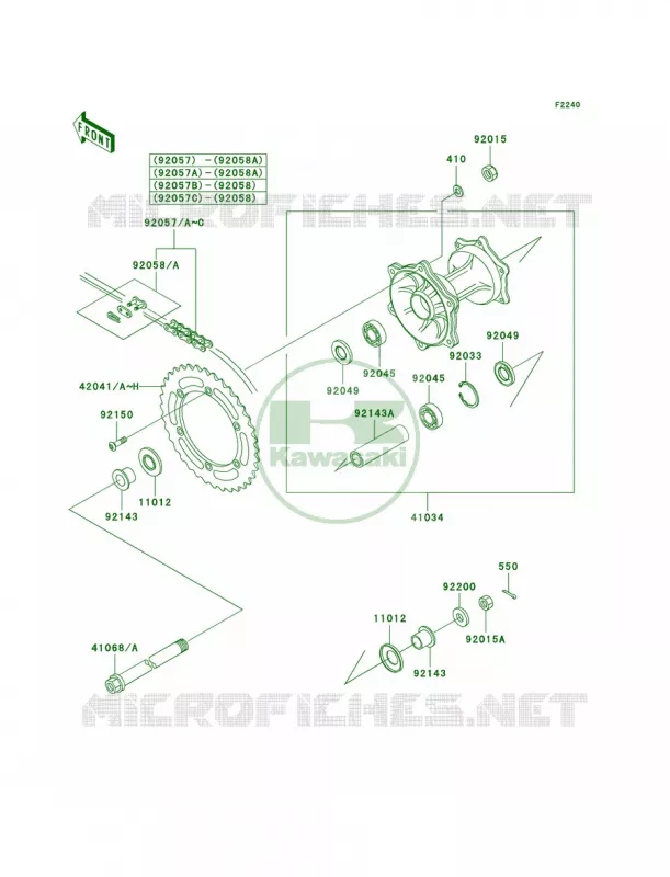 Rear Hub Kawasaki MOTOS 200 2004 KDX200  KDX200-H10