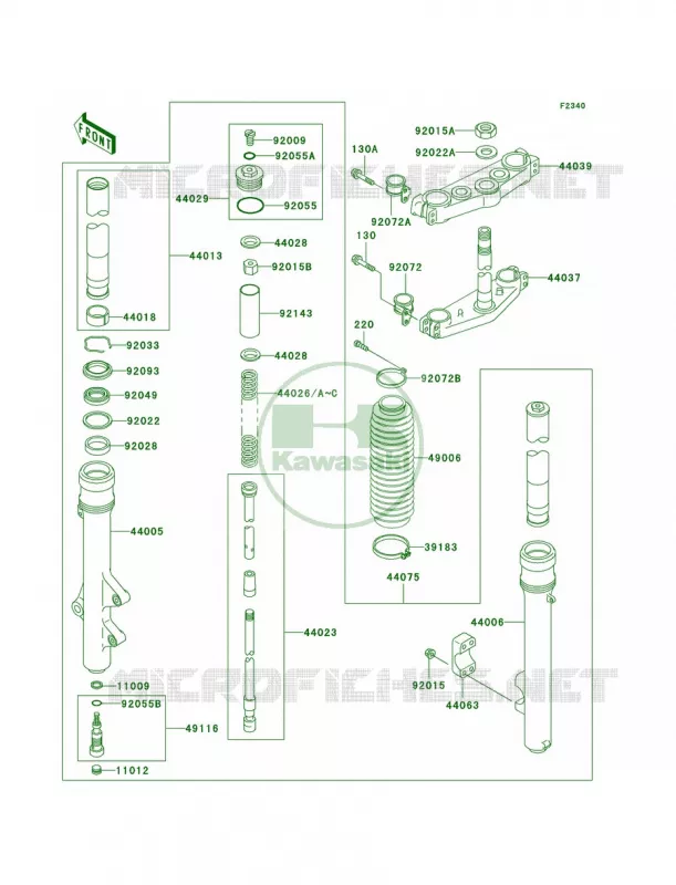 Front Fork Kawasaki MOTOS 220 2004 KDX220R  KDX220-A11