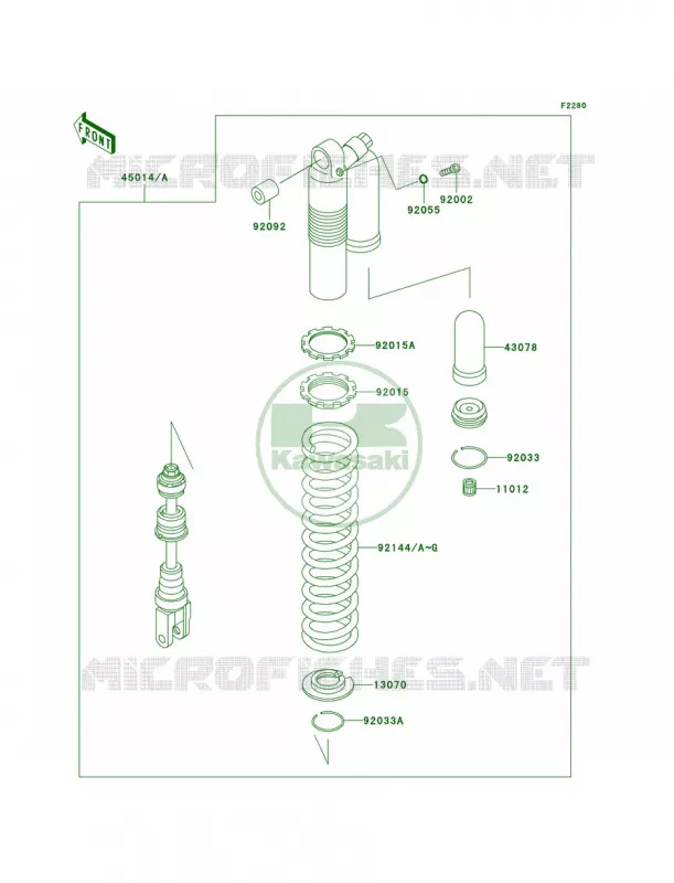 Shock Absorbers Kawasaki MOTOS 220 2004 KDX220R  KDX220-A11