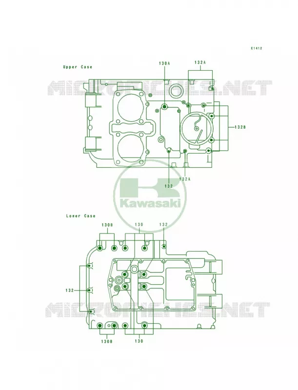 Crankcase Bolt Pattern Kawasaki MOTOS 500 1996 Vulcan 500  EN500-A7