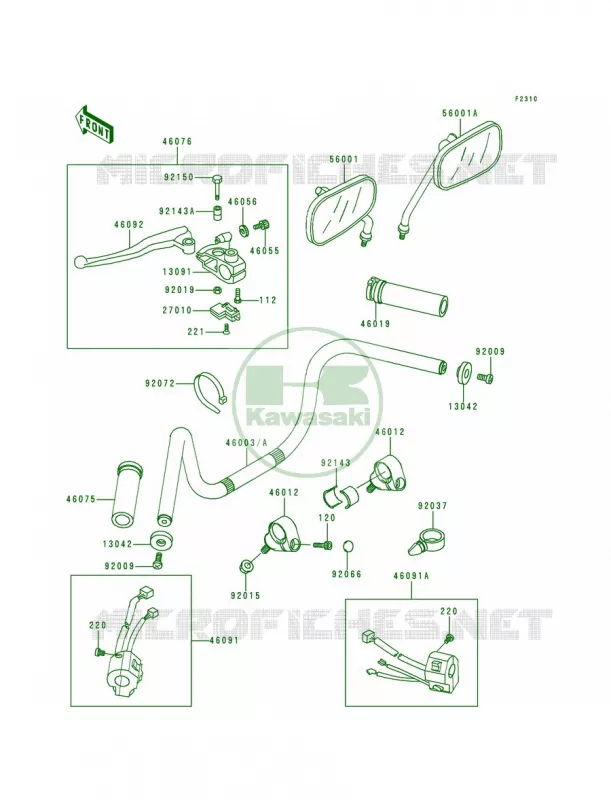 HandlebarVN800-A1A2 Kawasaki MOTOS 800 1995 Vulcan 800  VN800-A1