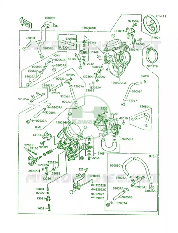 Carburetor Kawasaki MOTOS 1500 1994 Vulcan 88  VN1500-A8