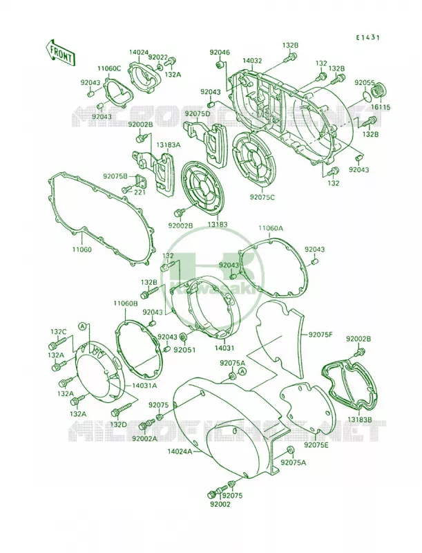 Engine Covers Kawasaki MOTOS 1500 1993 Vulcan 88  VN1500-A7
