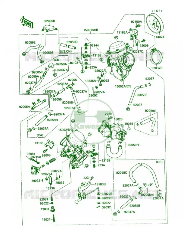 Carburetor Kawasaki MOTOS 1500 1990 Vulcan 88  VN1500-A4