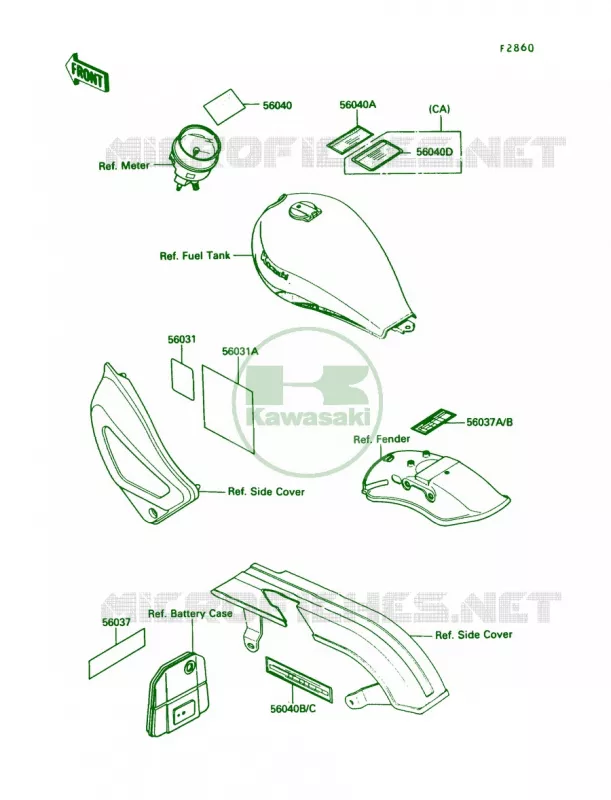 Labels Kawasaki MOTOS 450 1989 454 LTD  EN450-A5