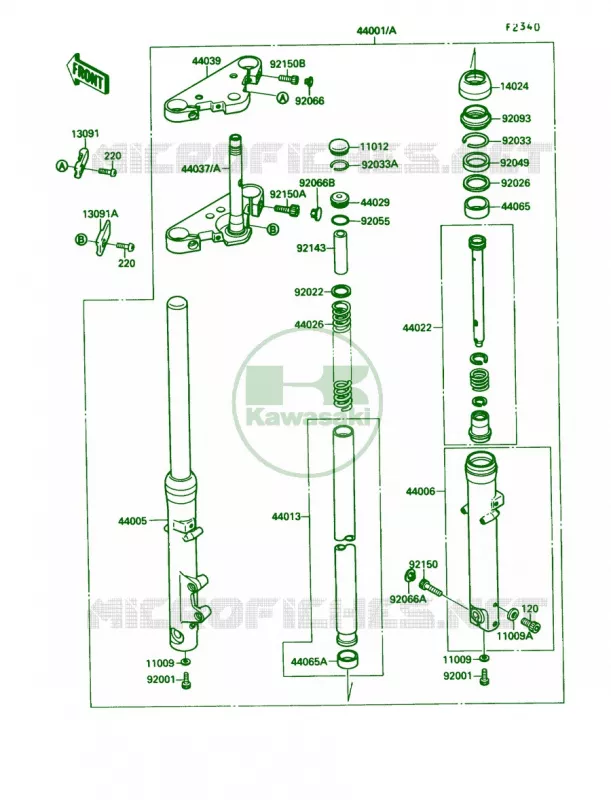 Front Fork Kawasaki MOTOS 1500 1989 Vulcan 88 SE  VN1500-B3