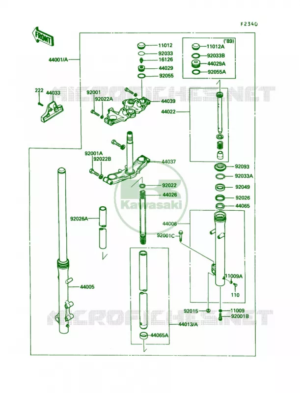 Front Fork Kawasaki MOTOS 450 1988 454 LTD  EN450-A4