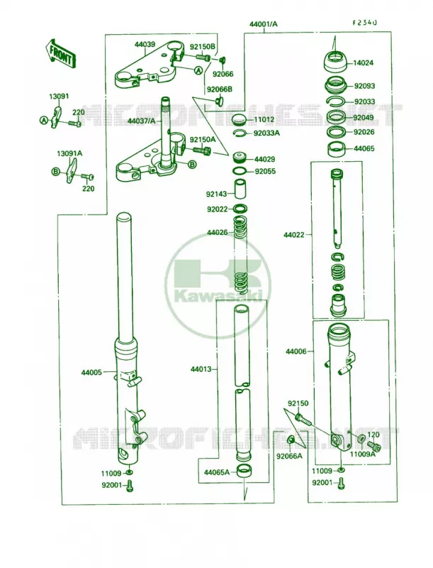 Front Fork Kawasaki MOTOS 1500 1988 Vulcan 88  VN1500-A2