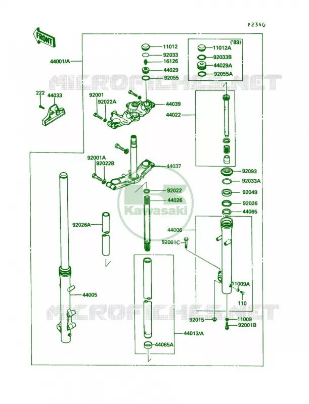 Front Fork Kawasaki MOTOS 450 1987 454 LTD  EN450-A3