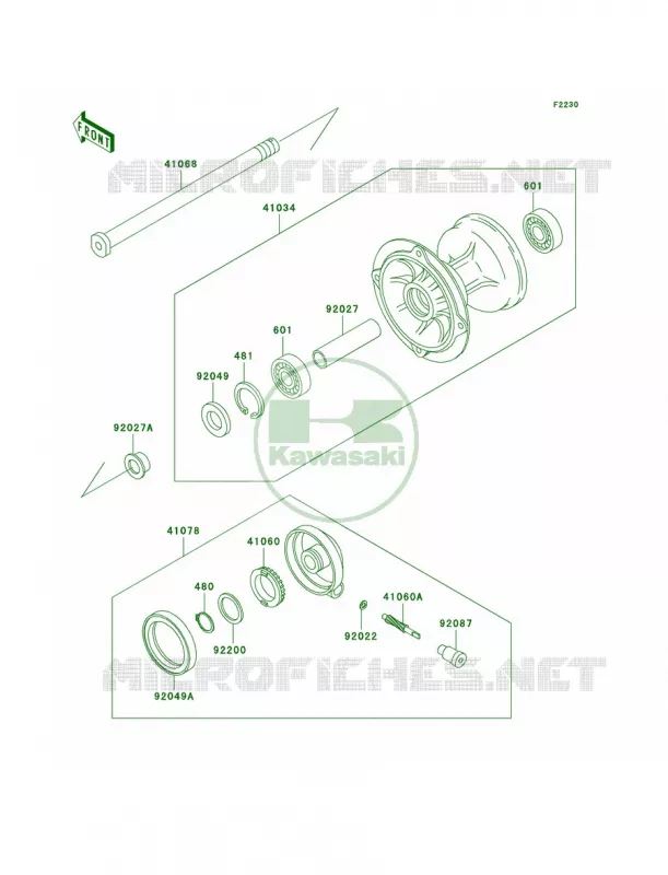 Front Hub Kawasaki MOTOS 300 2004 KLX300R  KLX300-A9