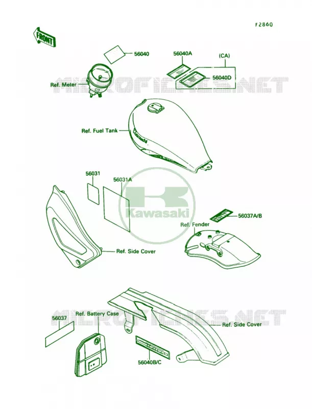 Labels Kawasaki MOTOS 450 1985 454 LTD  EN450-A1