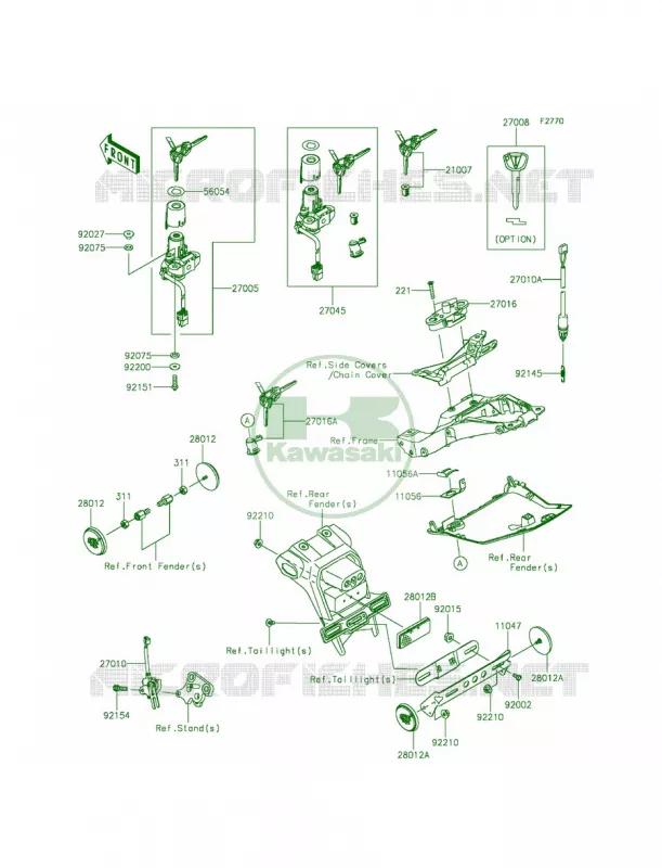 Ignition SwitchLocksReflectors Kawasaki MOTOS 1000 2015 Ninja ZX-10R 30th Anniversary  ZX1000JFFA