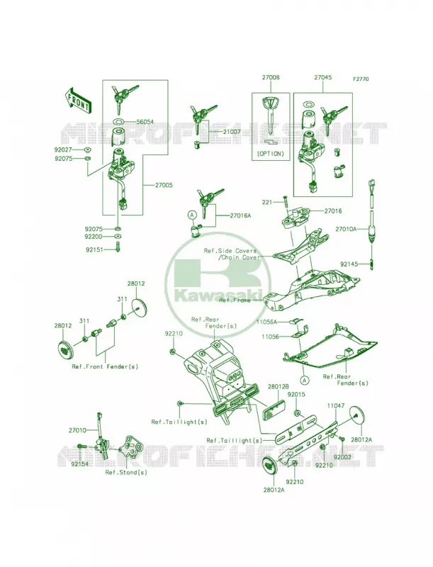 Ignition SwitchLocksReflectors Kawasaki MOTOS 1000 2015 Ninja ZX-10R ABS  ZX1000KFF