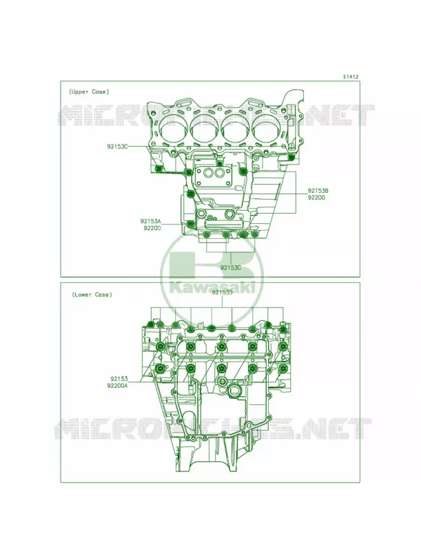 Crankcase Bolt Pattern Kawasaki MOTOS 636 2015 Ninja ZX-6R  ZX636FFFA