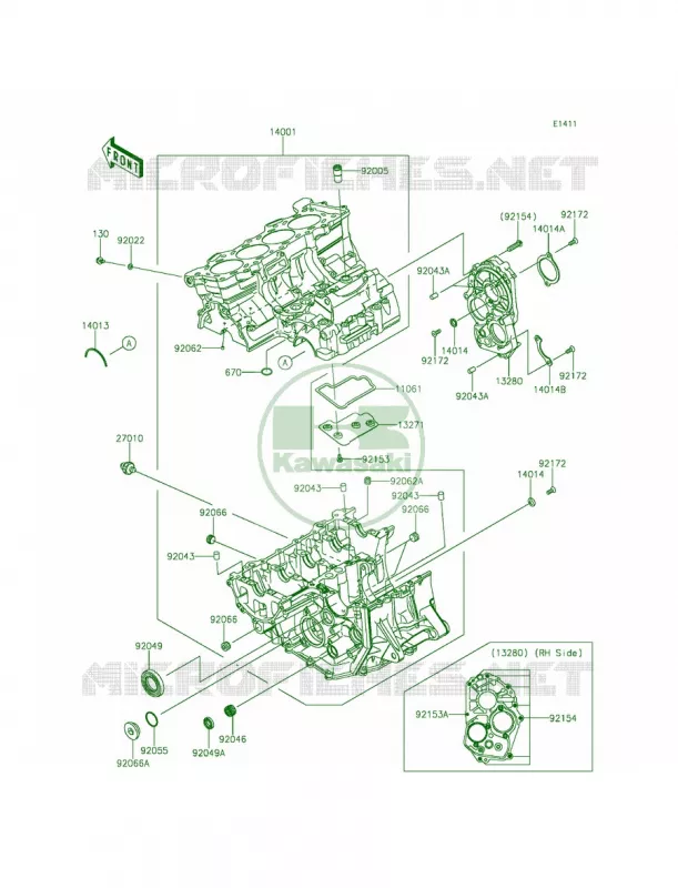 Crankcase Kawasaki MOTOS 636 2015 Ninja ZX-6R  ZX636FFFA