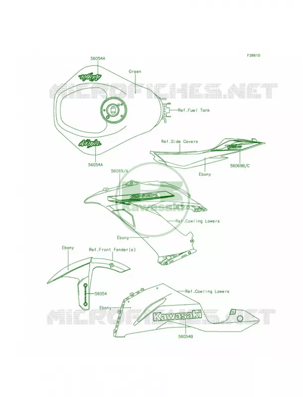 DecalsGreenFEF Kawasaki MOTOS 636 2015 Ninja ZX-6R  ZX636FFFA