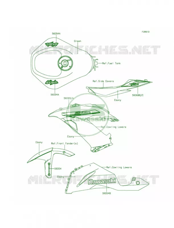 DecalsGreenFEF Kawasaki MOTOS 636 2015 Ninja ZX-6R  ZX636FFFA