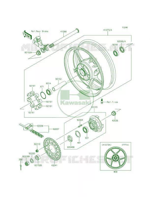 Rear WheelChain Kawasaki MOTOS 636 2015 Ninja ZX-6R  ZX636FFFA