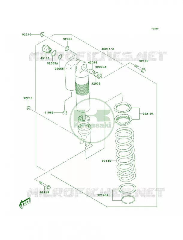 Shock Absorbers Kawasaki MOTOS 400 2004 KLX400R  KLX400-B2