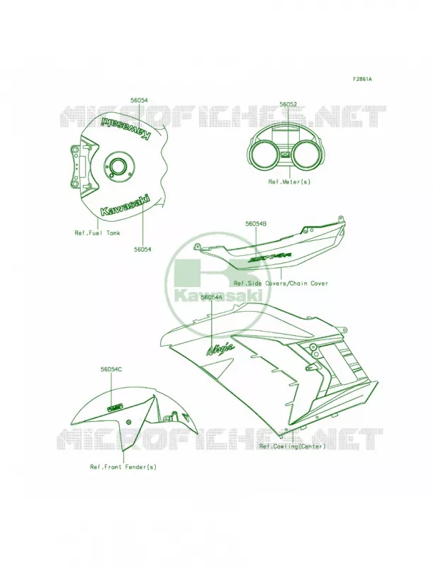 DecalsGrayFFFA Kawasaki MOTOS 1400 2015 Ninja ZX-14R ABS  ZX1400FFFA