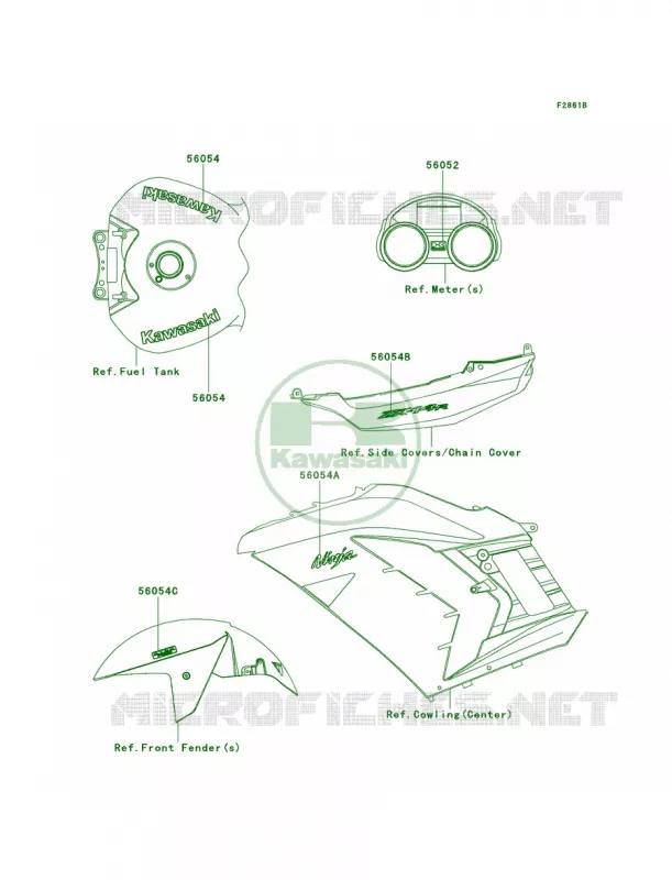 DecalsGreenFDFACAUS Kawasaki MOTOS 1400 2014 Ninja ZX-14R ABS  ZX1400FEFA