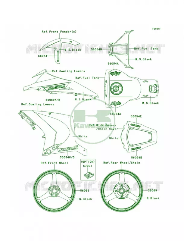 DecalsP.F.S.WhiteKDFCAUS Kawasaki MOTOS 1000 2014 Ninja ZX-10R ABS  ZX1000KEF
