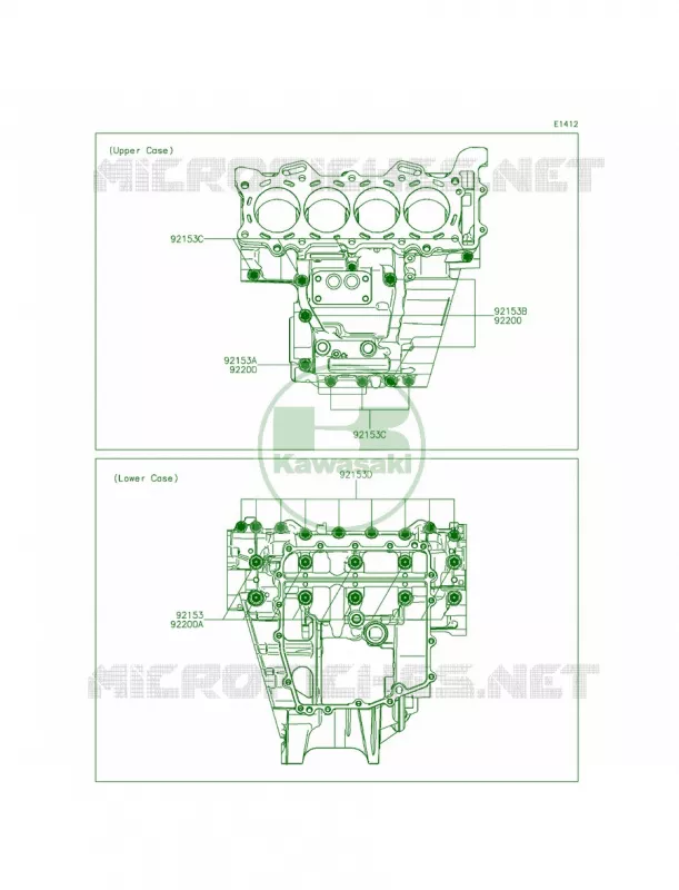 Crankcase Bolt Pattern Kawasaki MOTOS 636 2014 Ninja ZX-6R  ZX636EEF