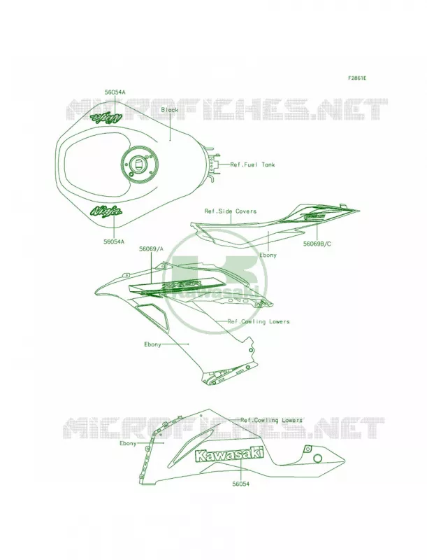 DecalsBlackEEFCN Kawasaki MOTOS 636 2014 Ninja ZX-6R  ZX636EEF