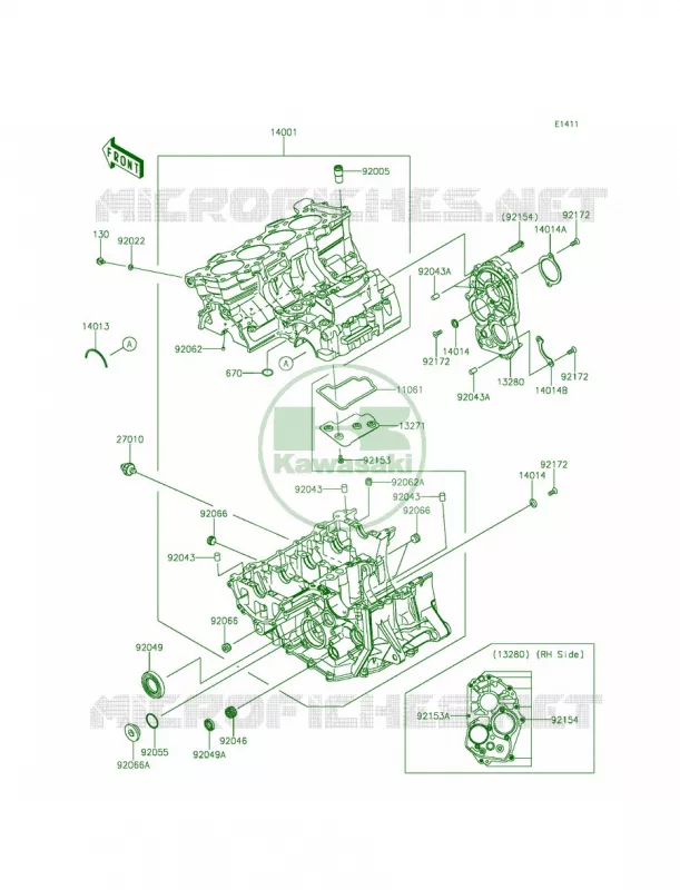 Crankcase Kawasaki MOTOS 636 2014 Ninja ZX-6R ABS  ZX636FEF