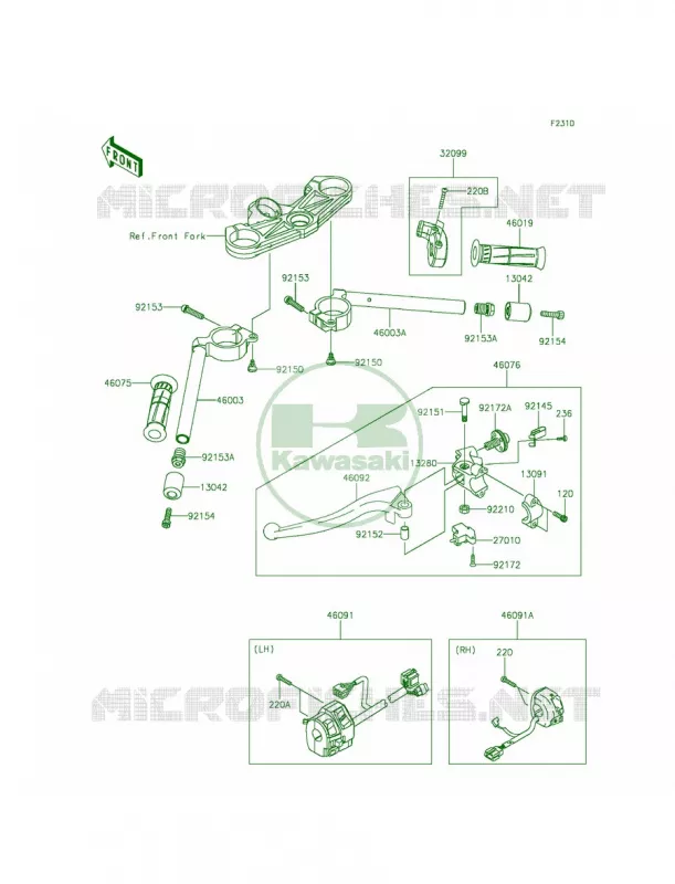 Handlebar Kawasaki MOTOS 636 2014 Ninja ZX-6R ABS  ZX636FEF
